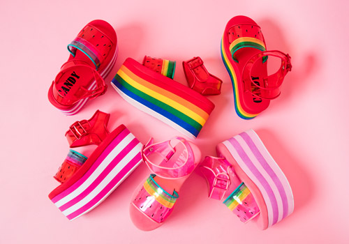 NEW ARRIVAL♥WATERMELON HIGH SOLE SANDAL / CANDY STRIPPER