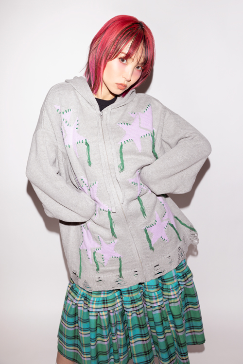 LiSA×Candy Stripper】COVERED IN STARS ZIP UP フーディー-